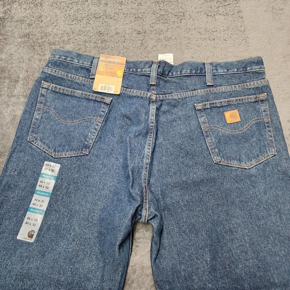 NWT Carhartt Relaxed Fit B460 DVB Men’s Blue Denim Jeans size 44 x 32 - Picture 3 of 11